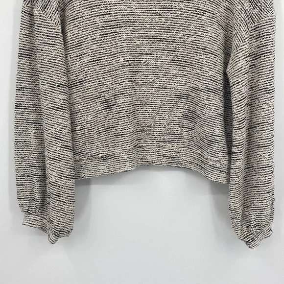 Madewell Texture and Thread Black and Cream Balloon Sleeve Sweater - Picture 2 of 11